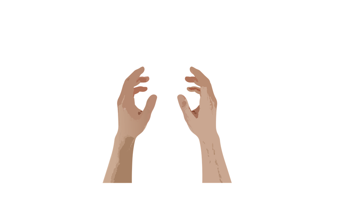 A pair of hands, reaching