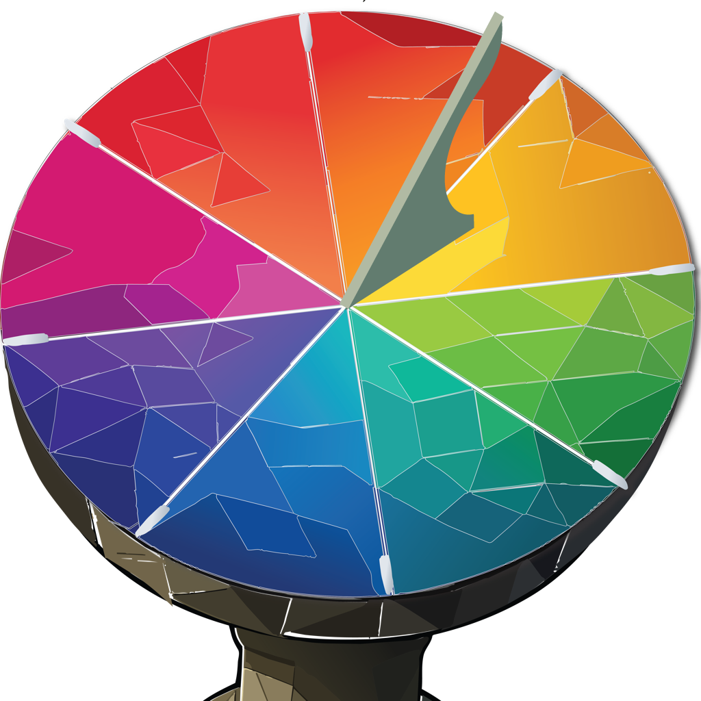 A faceted, many-coloured sundial disc on a carved stone plinth, a gnomon casting its shadow across the colours.